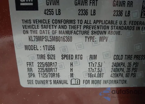 2021 Chevrolet Trailblazer Fwd Lt из США, поврежденный, VIN KL79MPSL5MB016360